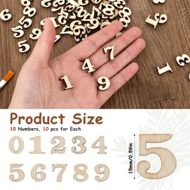 Molain 100PCS 0.6inch Natural Wooden Numbers Mixed Wooden 0-9 Numbers Mini Unfinished Wooden Numbers Blank Wood Clock Numbers Unpainted Calendar Numbers for Homemade Arts DIY Project(Number)