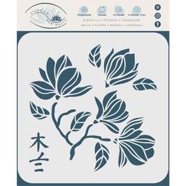 Stencil Magnolia Stencil, 16.5 x 16.5 cm (S) - Classic Flower Flowers Antique Tree Stencils for Painting Template (GB-FF2072S)