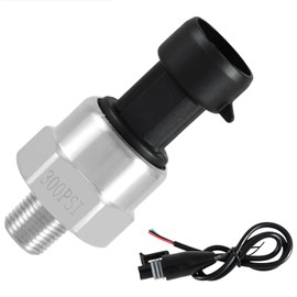FUSCH 300 PSI Pressure Transducer Sensor with Connector Harness, 1/8"NPT Thread Stainless Steel Pressure Transmitter for Oil Fuel Water Air