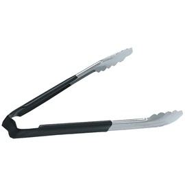 VOLLRATH Kool-Touch Color-Coded Tongs 16" with Scalloped Paddle, Black Handle 4781620