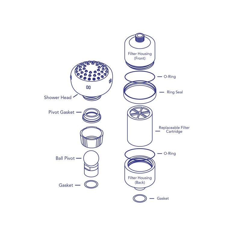 Crystal Quest Shower Filter | White | With Massage Shower