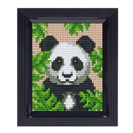 Pracht Creatives Hobby Pixel P31432 Mosaic Gift Packaging Panda Pixel Picture with Frame, Easy Plug-In System, No Ironing or Gluing, Organic Plastic Stones