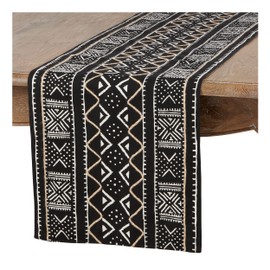 Occasion Gallery Black 100% Cotton African Mud cloth Kitchen Dining Table Runner, 16" X 72"
