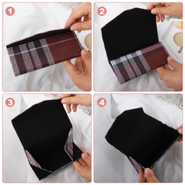 Boniyeah PU Leather Folding Glasses Case - Magnetic Glasses Holder for Travel - Unisex Case with Check Pattern Soft Lining & Cleaning Cloth - Compact Sunglasses Storage, claret