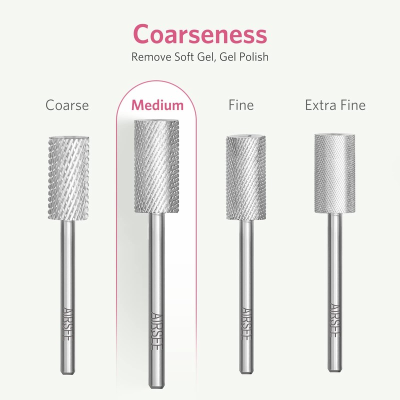 AIRSEE Tungsten Carbide Acrylic Nail Drill Bit Efile Electric File