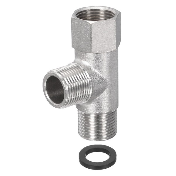 PATIKIL 9/16" and G 9/16 Polished Bidet T Valve Adapter,
