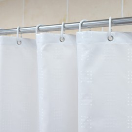 YISURE Shower Curtain Short Length 48 Inch, White Fabric Waterproof Shower Curtain Sets for Small Bathtub Window with 12 Pack Hooks, 70x48''