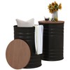 HOMCOM Nesting End Table Set of 2, Round Storage Ottoman