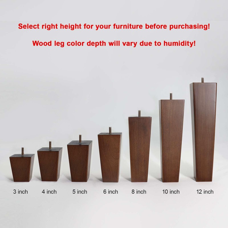 WEKIS Solid Wooden Furniture Legs 6 Inch, Natural Mid Century