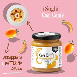 Cosi Come - Arrabiata Pasta Sauce, Yellow Datterino Tomatoes Sauce with Chili Pepper