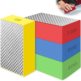 Diamant Handpolierpads,Poliersets Schleifmittelsets,4 Pcs Schleifblock Set für Granit Marmor Keramik Glas Schleifpads Schleifblöcke Polierpads(60# 100# 200# 400#)