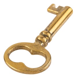 Small Solid Brass Skeleton Key Reproduction for Cabinet Door, Dresser Drawer, Chest - Hollow Barrel Key Replacement - Antique Skeleton Keys for Furniture| SK33-B