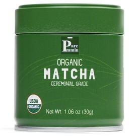 Paremmin Polvo de matcha orgánico de grado ceremonial premium de primera cosecha, certificado por el USDA, para té batido, latte, batidos y...        