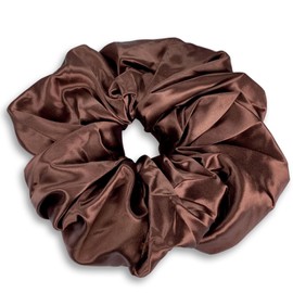 Celestial Silk Mulberry Silk Scrunchies for Hair (Oversized, Chocolate)