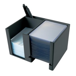 Trading Card Toploader & Penny Sleeve Station with Anti-Slip Base & Tool Storage | Dual Compartment Heavy-Duty Dispenser for Sports Cards & TCG | One-Hand Access Organizer for Card Breaks & Sorting