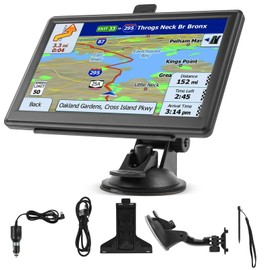 Riloer GPS-Navigationsset Universal für Auto, LKW, Wohnwagen, LKW, Wohnwagen, LKW, Wohnmobil, 7 Zoll (17,8 cm) Display mit Halterung und FM-Transmitter, Sie können die Sprache ändern, Französisch