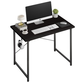 YSSOA Computer Desk Home Office Work Study Writing Modern Simple Table with Headphone Hooks, 32 Inch, Basic Black