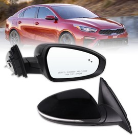 Lqito Right Passenger Side Door Mirror Compatible With 2019 2020 2021 2022 2023 2024 Kia Forte With Power Glass Manual Folding Heated Turn Signal Blind Spot Black Replace#87620M7070(8 Pins)