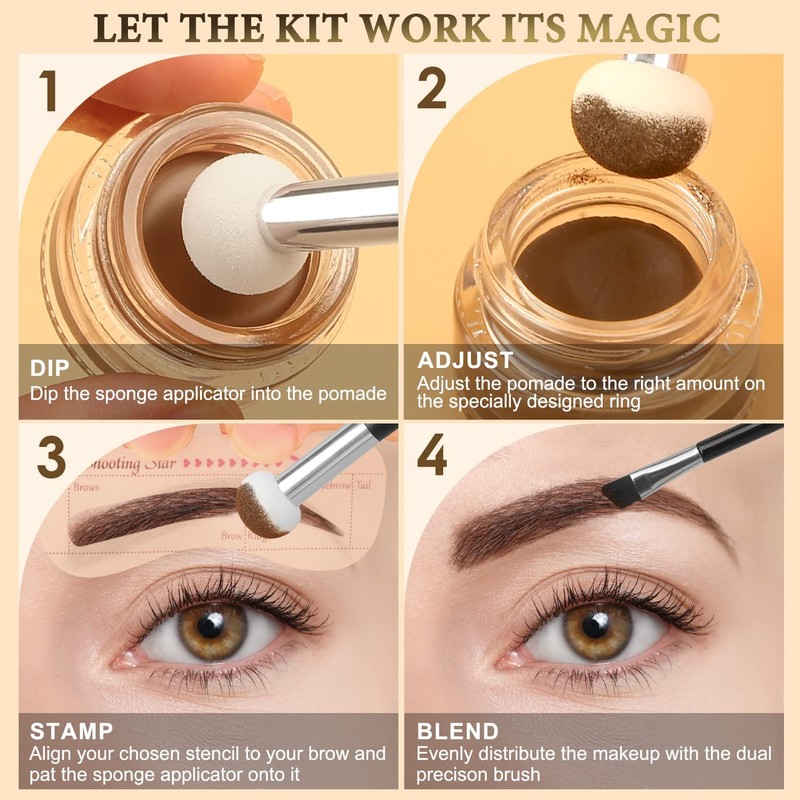 LAVONE Eyebrow Stamp Stencil Kit, Brow Stamp Trio Kit with