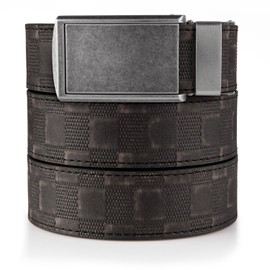 SlideBelts Men's Classic Belt - Custom Fit (Distressed Checkered Leather with Graphite Buckle (Vegan), One Size)