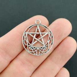 Unbranded 5 Celtic Knot Pentagram Charms Antique Silver Tone - SC5681