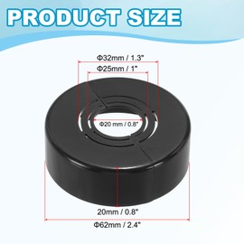 PATIKIL Wall Split Flange 0.8/1/1.3 Inch, 0.8" Thicken Cuttable ABS Round Escutcheon Plate Cover Buckle for Water Pipe Faucet Decoration, Black