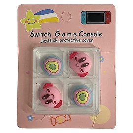 Prysm Gaming Pink Puff & Heart Pack of 4 Rubber Thumb Grips Caps Covers Compatible With Original Switch Joycon OLED Switch Joycon & Switch Lite