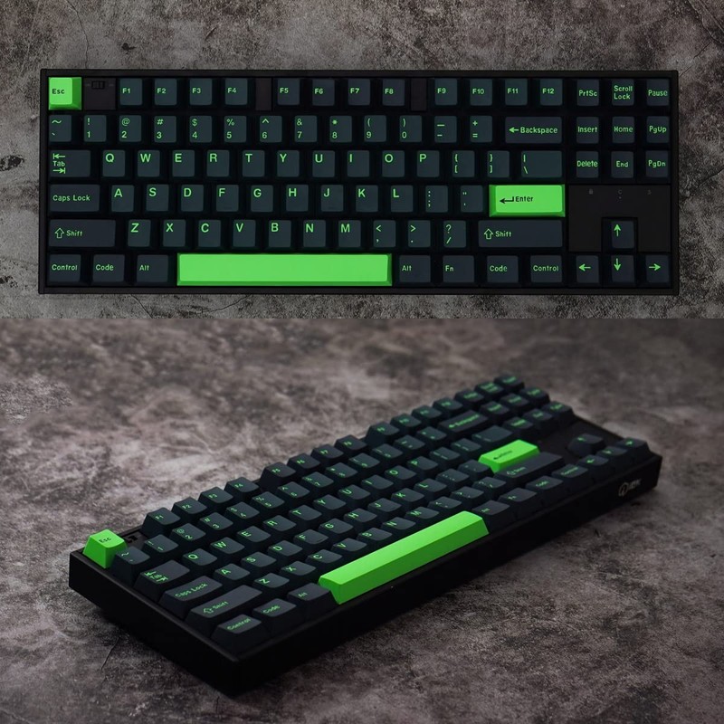 Sumgsn 172 Keys Wave Keycaps Set, Cherry Profile Doubleshot, Green,