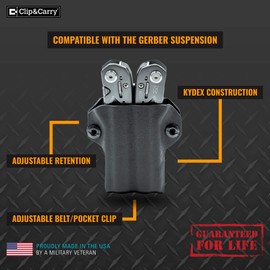 Clip & Carry Kydex Multitool Sheath for the Gerber Suspension - Made in USA - Multi Tool Sheath Holder Holster - Diamond Plate