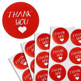 Royal Green Heart Stickers Thank You Labels in Red 38mm Diameter (1.5 inch) - 600 Pack