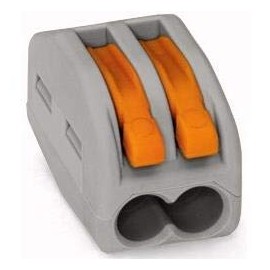 Wago 222-412 2-Port Lever Cage Clamp Terminal Block Connectors - Grey (Pack of 10)