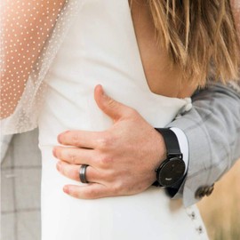 Enso Rings Classic Contour Silicone Ring – Stackable Multi Color Unisex Wedding Engagement Band – Thin Minimalist Band – 7.24mm, 1.9mm Thick (Silver, 7)