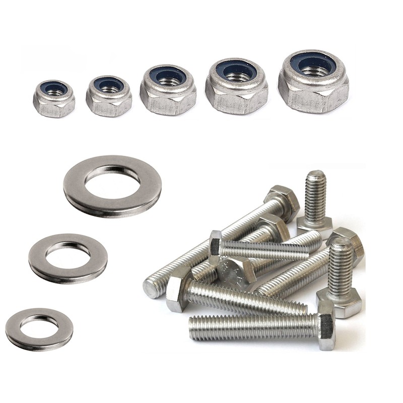 M8 x 80mm Hex Head Bolts Set with Nylon Nuts