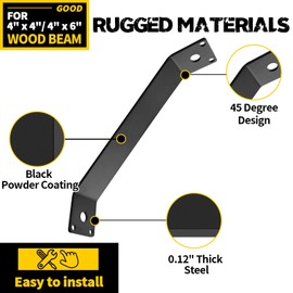 VEVIVOOVY 8pcs Inside 45 Degree Angle Bracket,L/7-1/4 x 1/8" x W/1-1/2 DIY Corner Connector Brace,Desk Edge Box Pergola Gazebo Bracket,Heavy Duty Inside Joint for Butt-Join Post and Wood Beam