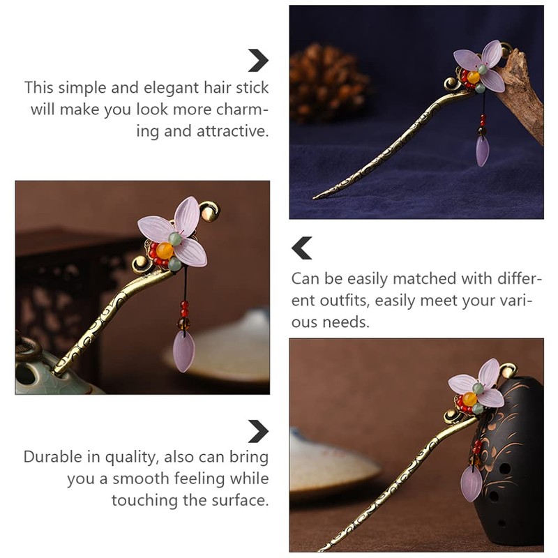 Lurrose Horquilla Hanfu Flor Palos De Pelo Chino Horquillas De