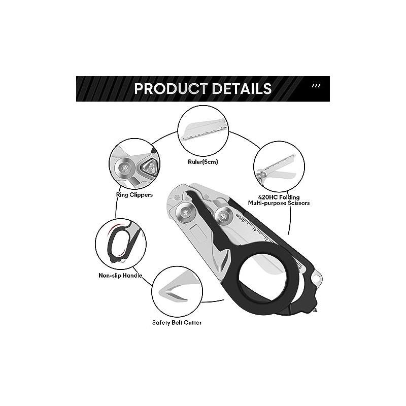 Flrmingigigi Emergency Response Shears, Stainless Steel Foldable Scissors Pliers, Outdoor