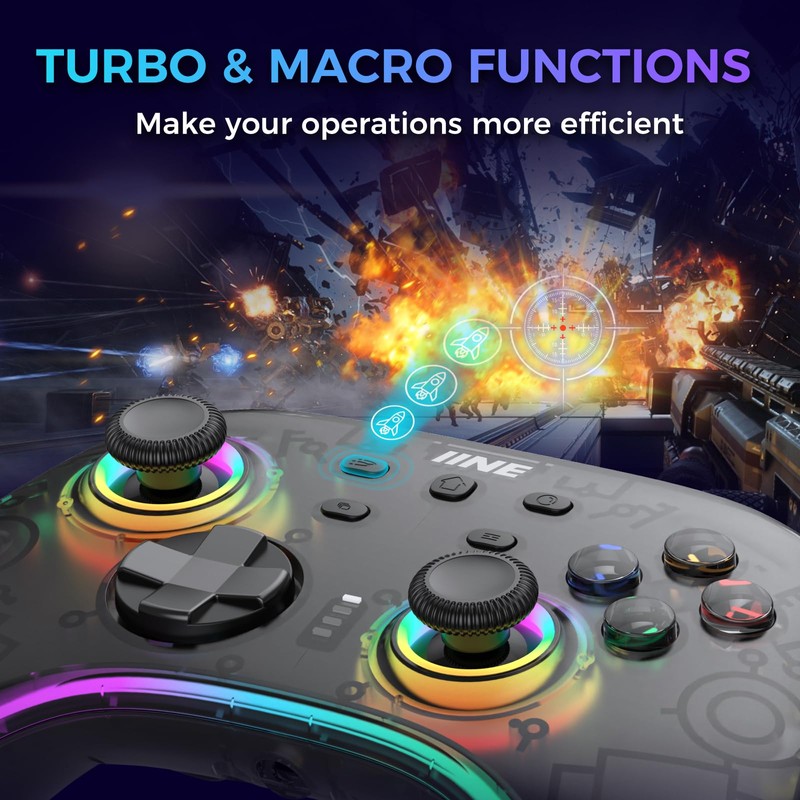 IINE Wireless Controller with Charging Dock, Pro PC Controller for
