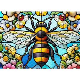 Sutinban Stained Glass Bee Puzzle 1000 Pieces, 1000 Piece Puzzle for Adults, Challenging Game Home Decor Birthday Party Gift, Jigsaw Puzzles 1000 Pieces, 27.5"x19.7"