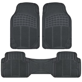 Car Floor Mats for 2018 GMC Acadia SLT Sport Utility 4-Door. Rubber Car Floor Liners Set All Weather Protection Heavy Duty Black 3pc Pack