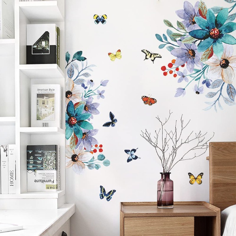 Fujitoya Flower Pink Wisteria Decorative Butterfly Stylish Removable Wallpaper Floral