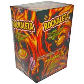 Rockaleta Display Gum center lollipop with 4 cili layers 30-pcs box