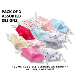 HOPE LOVE SHINE Face Masks for Kids (3-Pack) - Girls Face Masks - Washable, Reusable Kids Face Masks - Filter Pocket, Nose Wire, & Adjustable Straps - Sports, Playground, & School Mask Pack for Girls