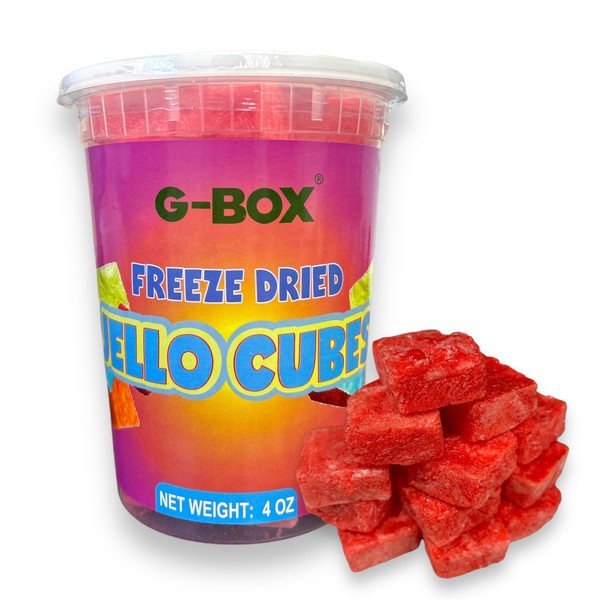 G-Box Freeze-Dried Strawberry Jello Cubes - 4 oz | USA-Made