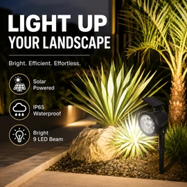 9-LED RGB Solar Spot Lights for Outdoor Landscaping – IP65 Waterproof Garden Lights for Yard & Trees