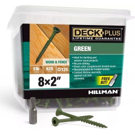 Hillman Deck Plus 48400 Wood Screws #8 x 2", Green, 5lb Box