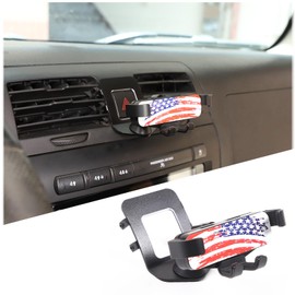 PIUGILH Car US Flag Phone Holder Mount Fit for Hummer H3 2005-2009 Interior Accessories, Aluminum Alloy Car Center Air Vent Double Flash Switch Cell Phone Holder Stand