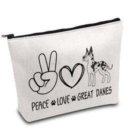BDPWSS Great Dane Gift Great Dane Makeup Bag Great Dane Lover Gift Great Dane Mom Gift Peace Love Great Danes Zipper Pouch (Peace Great Danes)