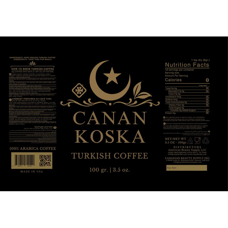 Canan Koska Turkish Coffee Medium Roast Ground Coffee 100% Arabica,