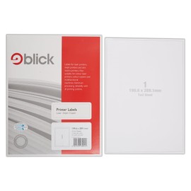 Blick Labels, White, 1 Per Sheet, 25 Sheets, Rectangular, 199.6mm x 289.1mm, 25 Labels, for Home, Office, Family, School