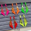 Retro Geometric Double Triangle Long 80's Dangle Drop Earrings (Orange)